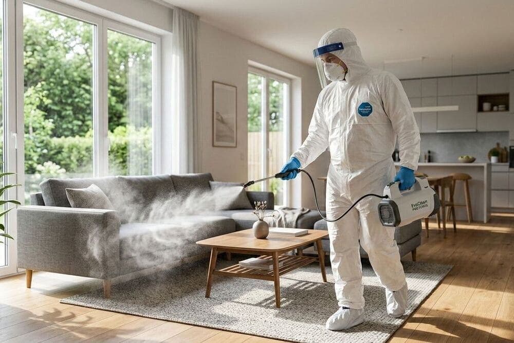 Al Rasa Pest Control technician performing a residential treatment
